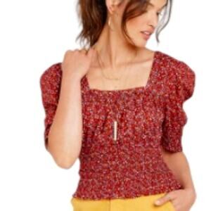 Universal Threads Puff Sleeve Floral Boho Top Small ( 4-6 )